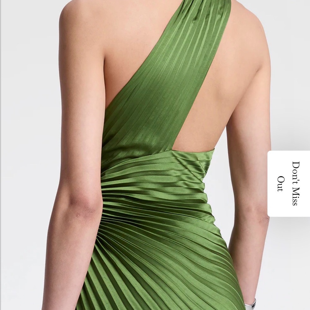 A.L.C. One-Shoulder Lara Pleated Gown in Ivy - Picture 4 of 11